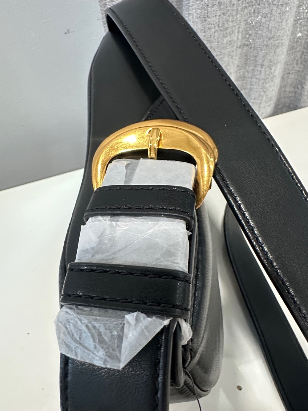 Donna Karan newyork Black Leather Crescent Shoulder /crossbody bag with dust bag - Picture 7 of 14